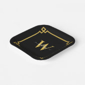 Black & Gold Greek Key Monogrammen Papieren Bordje (Gebogen)
