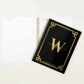 Black & Gold Greek Key Monogrammen Planner (Display)