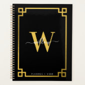Black & Gold Greek Key Monogrammen Planner (Voorkant)