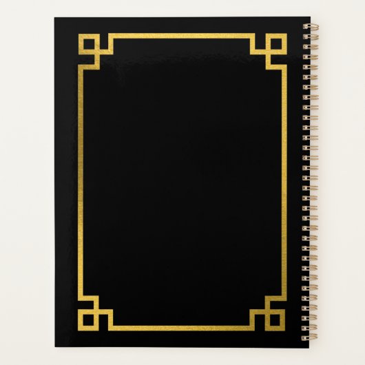Black & Gold Greek Key Monogrammen Planner (Achterkant)
