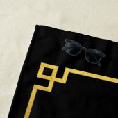 Black & Gold Greek Key Monogrammen Strandlaken (In situ)