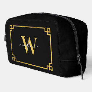 Black & Gold Greek Key Monogrammen Toilettasje