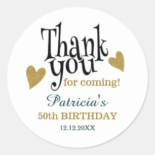Black Gold Green 50th Birthday Hartelijk dank Ronde Sticker
