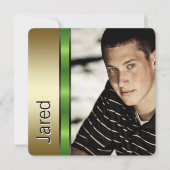 Black Gold Green Foto Afstuderen Aankondiging (Voorkant)