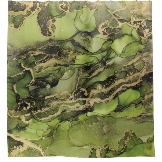 Black Gold Green Shower-gordijn Douchegordijn (Voorkant)