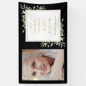 Black Gold Greenery Fotobegrafenis herdenkingsdien Spandoek (Verticaal)