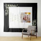 Black Gold Greenery Fotobegrafenis herdenkingsdien Wandkleed (In Situ (horizontaal))