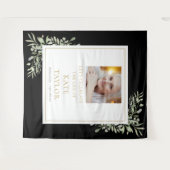 Black Gold Greenery Fotobegrafenis herdenkingsdien Wandkleed (Voorkant (horizontaal))