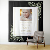 Black Gold Greenery Fotobegrafenis herdenkingsdien Wandkleed (In situ)