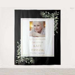 Black Gold Greenery Fotobegrafenis herdenkingsdien Wandkleed