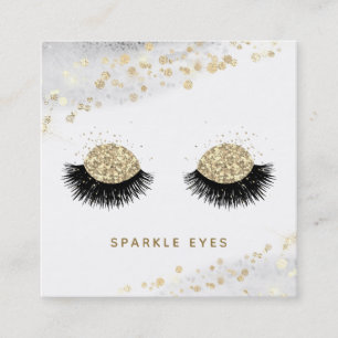 *~* Black Gold Grey Eyes Lashes Glam Luxe Vierkante Visitekaartje