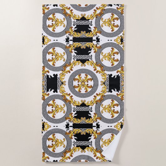 Black Gold Griekse decoratie Strandlaken (Voorkant)