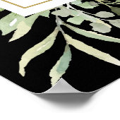 Black Gold Groene Bruiloft Feestelijke Begroeting Poster (Hoek)