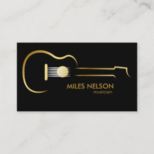 Black Gold Guitar Modern Logo Music Visitekaartje