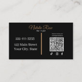 Black&Gold Haarstylist, modern, elegant QR-code Visitekaartje (Achterkant)