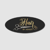 Black & Gold Haarstylist Salon Business Naamplaatje (Voorkant)