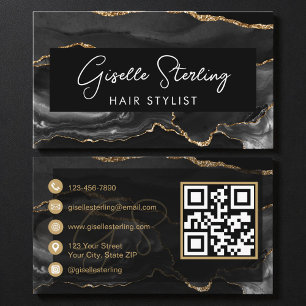 Black Gold Hair Stylist QR Code Visitekaartje