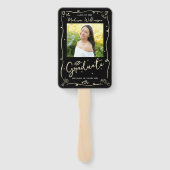 Black Gold Hand Drawn Doodle Graduation 2 Photo Handwaaier (Achterkant)