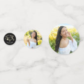 Black Gold Hand Drawn Doodles Graduation 3 Photo Confetti (Achterkanten)