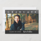 Black Gold Handwrite Foto Afstudeerder Party Kaart (Voorkant)