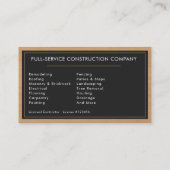 Black Gold Handyman Wood Construction Visitekaartje (Achterkant)