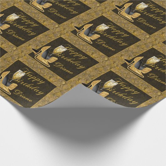 Black Gold Happy Birthday Cadeaupapier (Hoek)