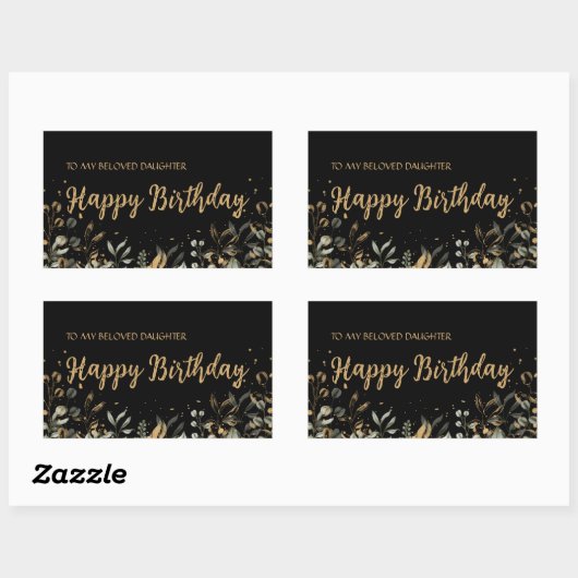 Black Gold Happy Birthday Sticker (Vel)