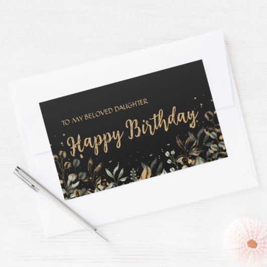 Black Gold Happy Birthday Sticker (Envelop)