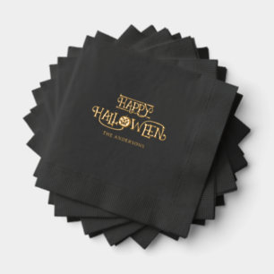 Black Gold Happy Halloween Party Folie Servetten
