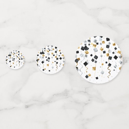 Black Gold Happy New Year Confetti (Achterkanten)