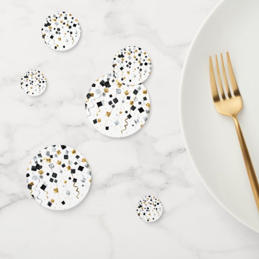 Black Gold Happy New Year Confetti (Groep)