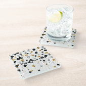 Black Gold Happy New Year Confetti Glazen Onderzetter (Schuin)