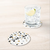 Black Gold Happy New Year Confetti Ronde Kartonnen Onderzetter (Insitu)