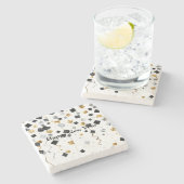 Black Gold Happy New Year Confetti Stenen Onderzetter (Zijkant)