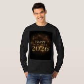 black gold happy new year long sleeve shirt (Voorkant volledig)