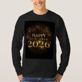 black gold happy new year long sleeve shirt (Voorkant)