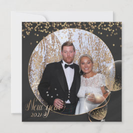 Black Gold Happy Nieuwjaar 2021 Voeg je eigen foto Feestdagenkaart