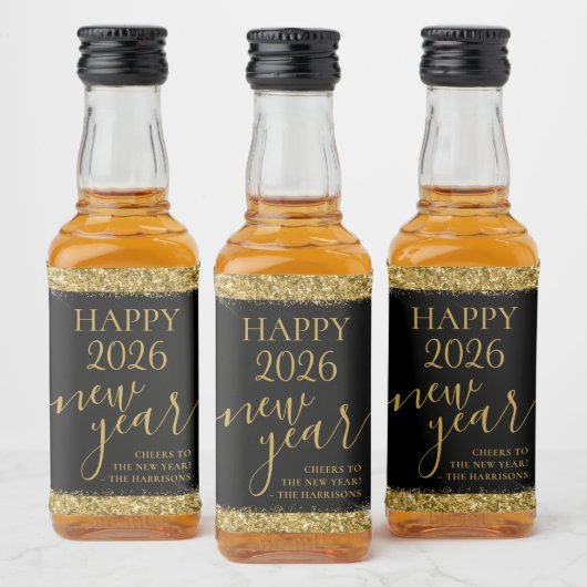 Black Gold Happy Nieuwjaar 2023, aangepast cadeau Likeurfles Etiket (Flessen)