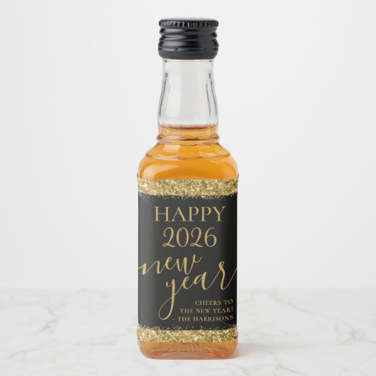 Black Gold Happy Nieuwjaar 2023, aangepast cadeau Likeurfles Etiket (Voorkant)
