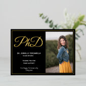 Black Gold Hartelijk dank Foto PhD-Afstuderen Folie Uitnodiging (Staand Voorkant)
