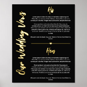 Black Gold Heart en Script Wedding Vows Keepslag Folie Afdrukken