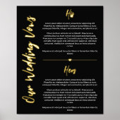 Black Gold Heart en Script Wedding Vows Keepslag Folie Afdrukken (Voorkant)