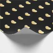 Black Gold Heart Patroon Cadeaupapier (Hoek)