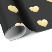 Black Gold Heart Patroon Cadeaupapier (Rol Hoek)