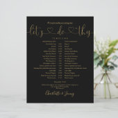 Black Gold Heart Script Trouwdag Schema Tijdschema (Staand voorkant)