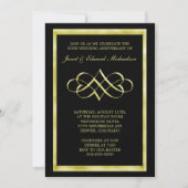 Black Gold Heart Swirl Jubileum Invitation Kaart (Voorkant)