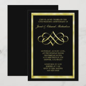 Black Gold Heart Swirl Jubileum Invitation Kaart (Voorkant / Achterkant)