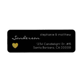 Black Gold Heart Weduwingadres Etiket