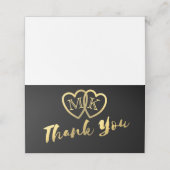 Black Gold Hearts Mini Wedding Dank u kaarten Plaatskaartje (Buitenkant ongevouwen)