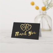 Black Gold Hearts Mini Wedding Dank u kaarten Plaatskaartje (Voorkant)